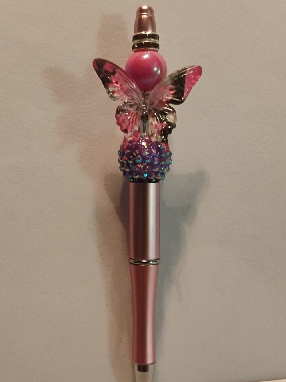 Hand-Crafted Pink Butterfly Decorative Ballpoint Pen - Elegant Pink Accent NWT